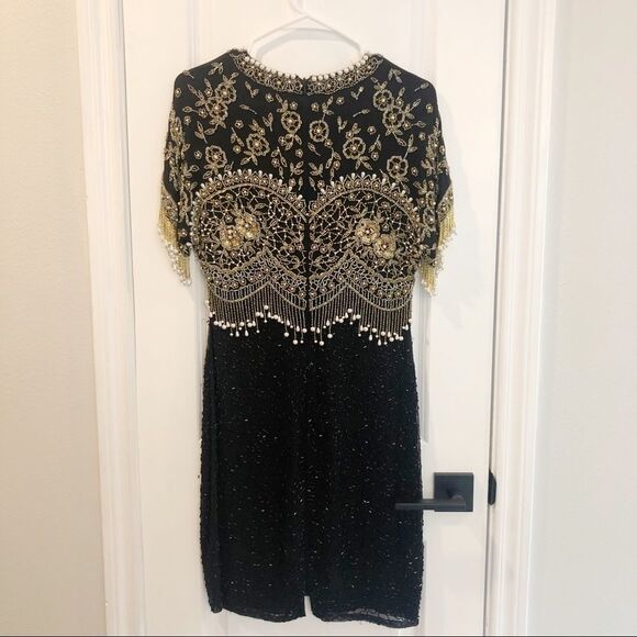 Vintage Black Tie He-ro Industries Beaded Dress - Picture 4 of 6